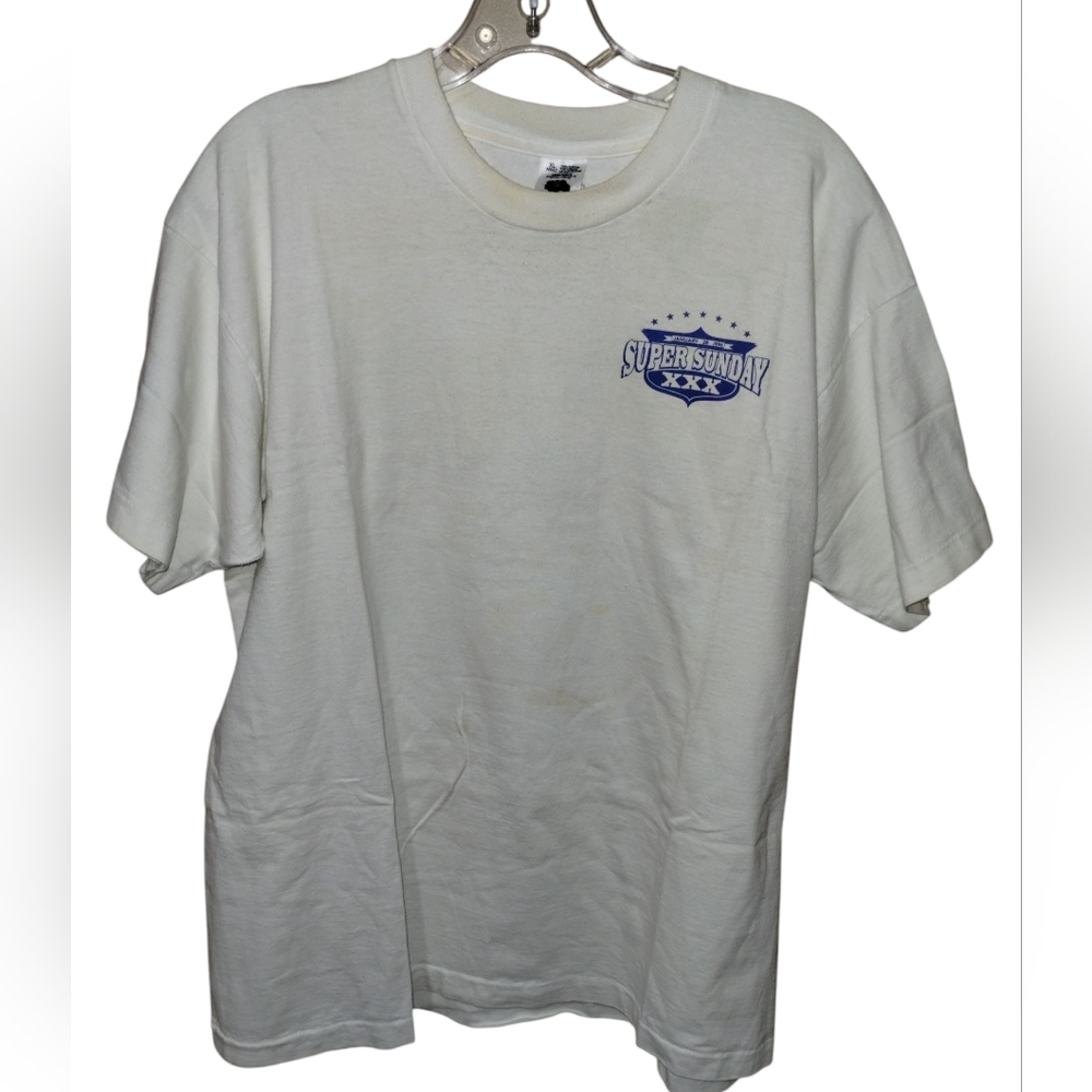 Vtg '96 Super Sunday XXX T-shirt XL White Fruit of The Loom Cowboys v Steelers